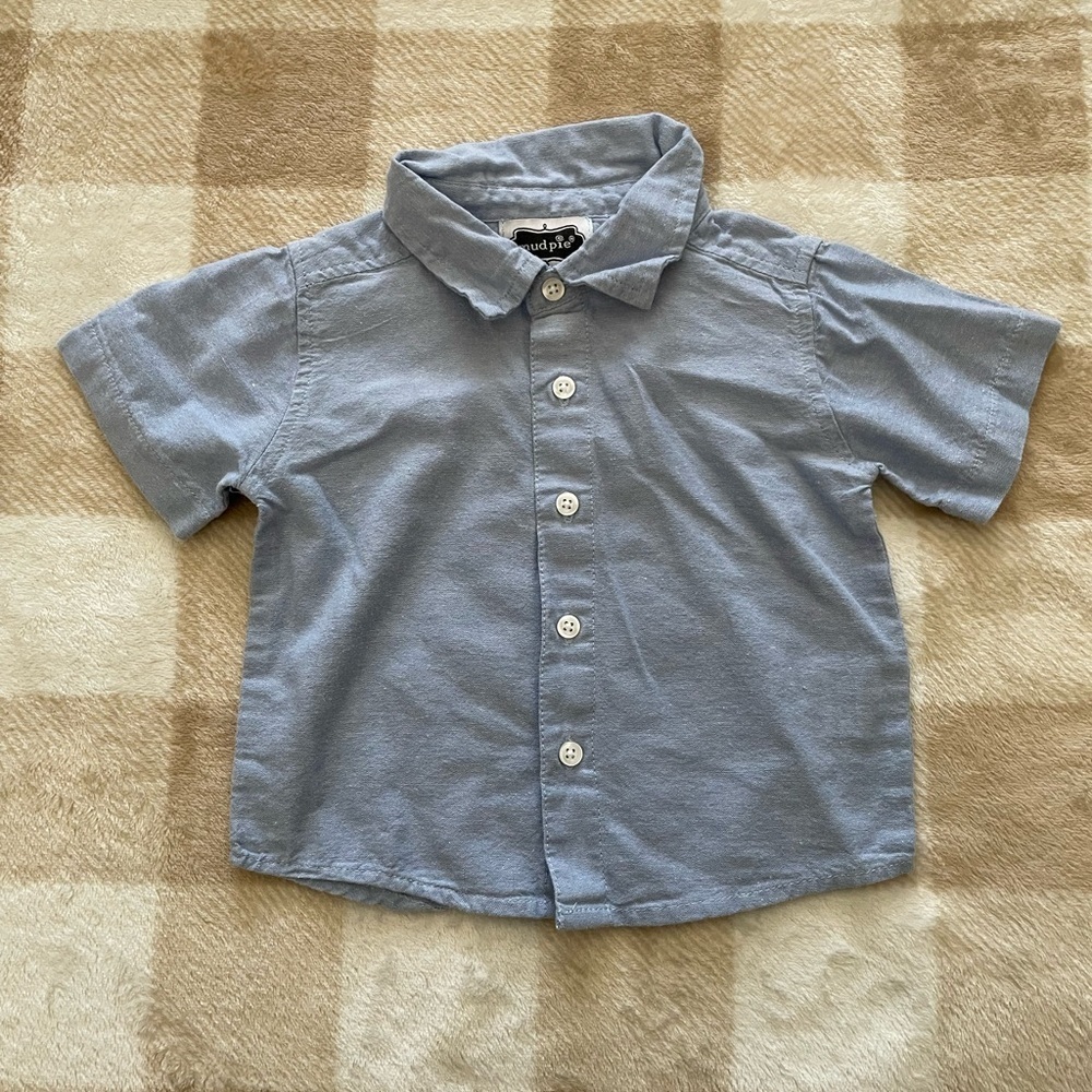 Mud Pie Light Blue Button Down Kids Shirt